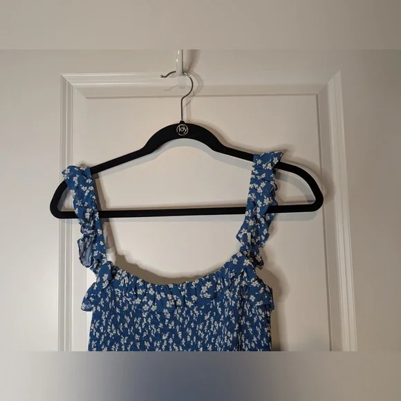 Reformation Siesta Midi Dress Blue White Floral Print Size Large